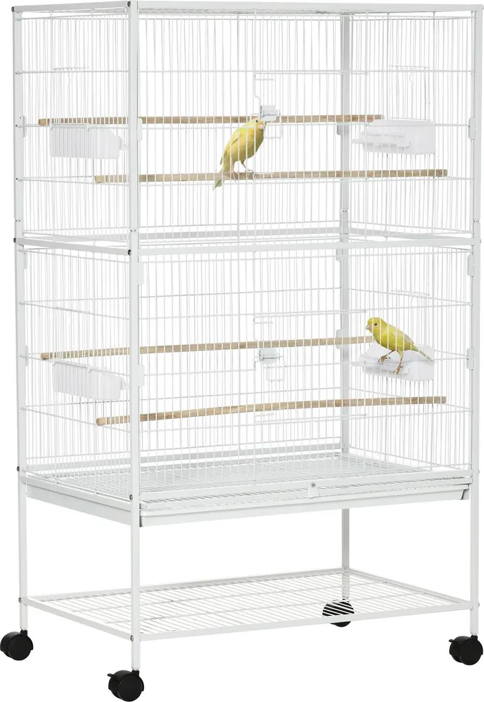 Volière d'intérieur pour oiseaux avec plateau amovible et structure bois