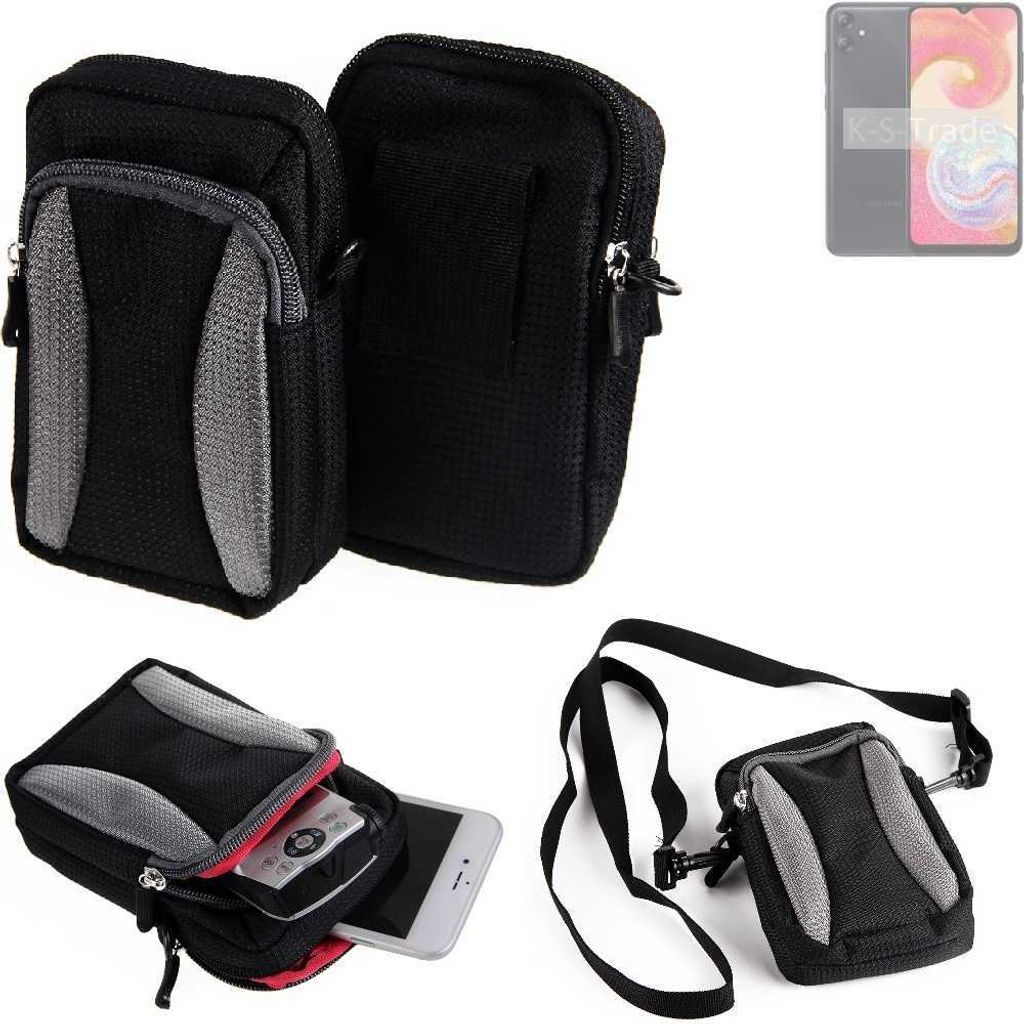 K-S-Trade Holster Schutz Hülle kompatibel mit Samsung A04 Handy Hülle Gürteltasche Umhängetasche mit Zusatzfach schwarz