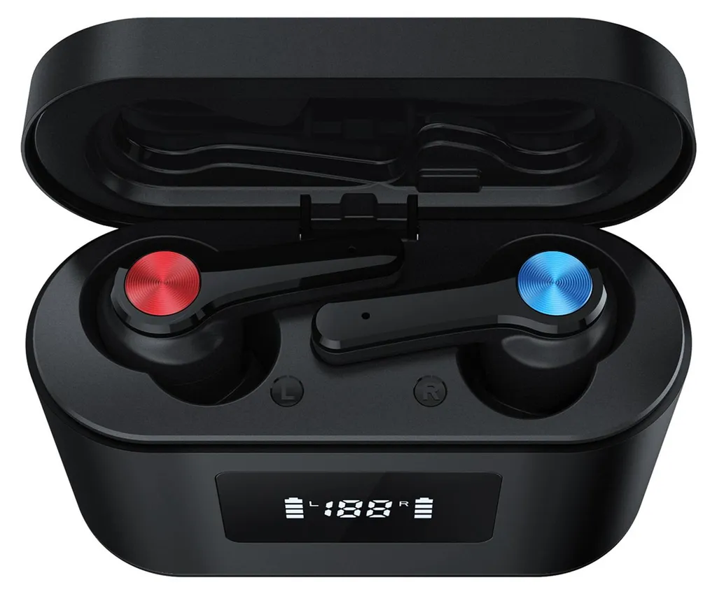 Écouteurs Bluetooth sans fil RunTrack M1 avec boîtier LED noir