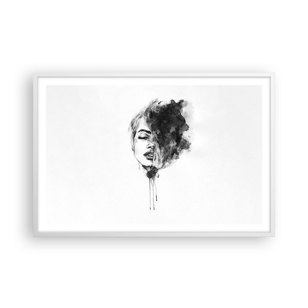 Gerahmtes Poster - Weißer Rahmen - Frau Gesicht Abstraktion - 91,5x61 cm - Wand Bild - Wanddeko - Wandbilder - Kunstposter - Wandposter - Bilderra...