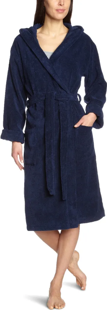Peignoir Femme Schiesser Essentials Navy : Coton Absorbant et Doux