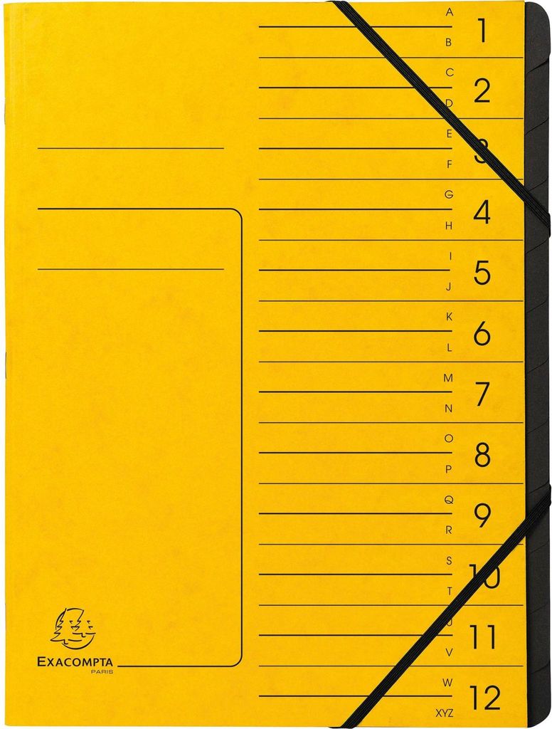 Exacompta Ordnungsmappe 541209E DIN A4 12Fächer Karton gelb