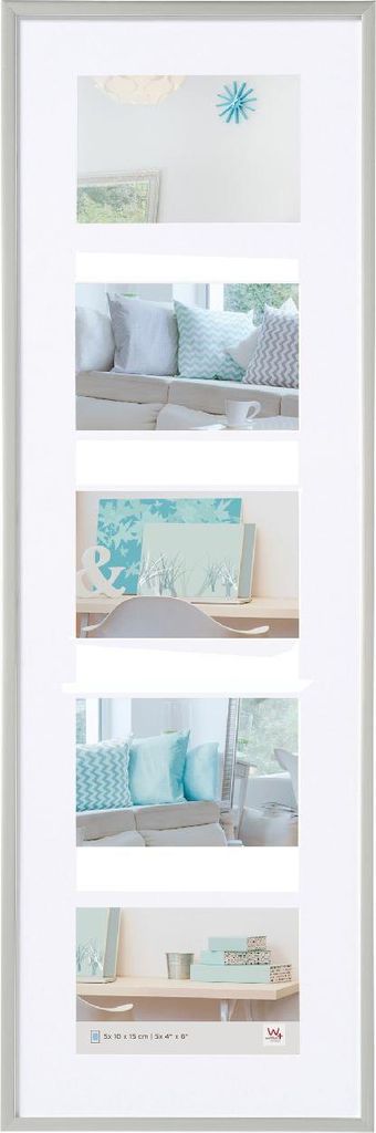 Walther Design KV515S, Multi-Bilderrahmen, Kunststoff, Silber, Wand, 10 x 15 cm, Rechteckig