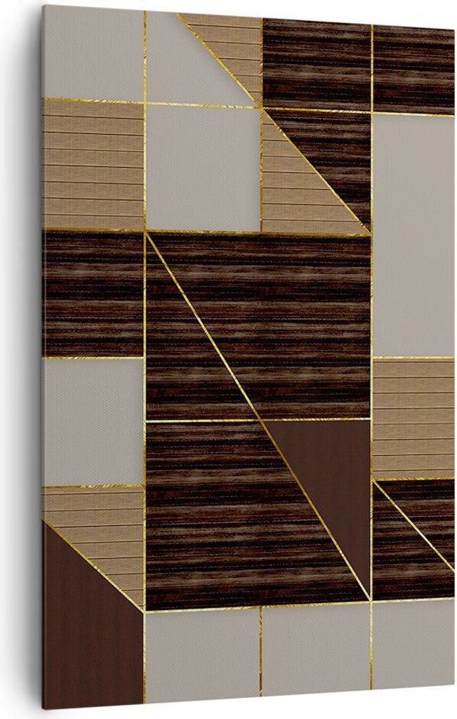 Bild auf Leinwand - Leinwandbild - Einteilig - Rechtecke Quadrate Braun - 80x120cm - Wand Bild - Wanddeko - Wandbilder - Leinwanddruck - Wanddekora...