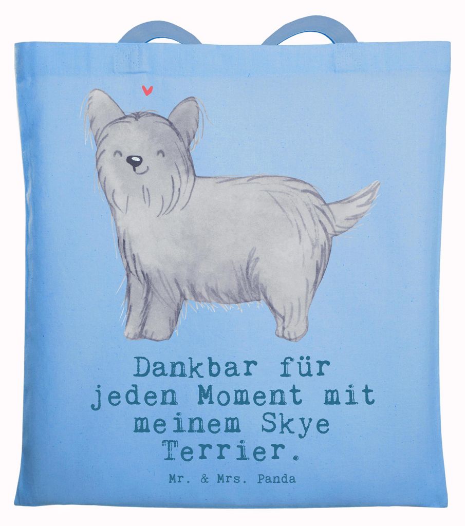 Mr. & Mrs. Panda Tote Bag Skye Terrier Moment - Sky Blue - Geschenk, Tasche, Laptoptasche, dokumententasche, Schultasche, Tragetasche