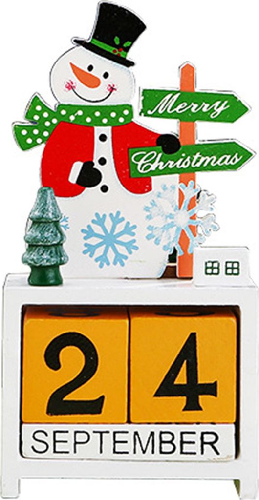 Weihnachtskalender freistehender Brief Design Weihnachten Countdown -Kalender -Ornament für Desktop-Schneemann