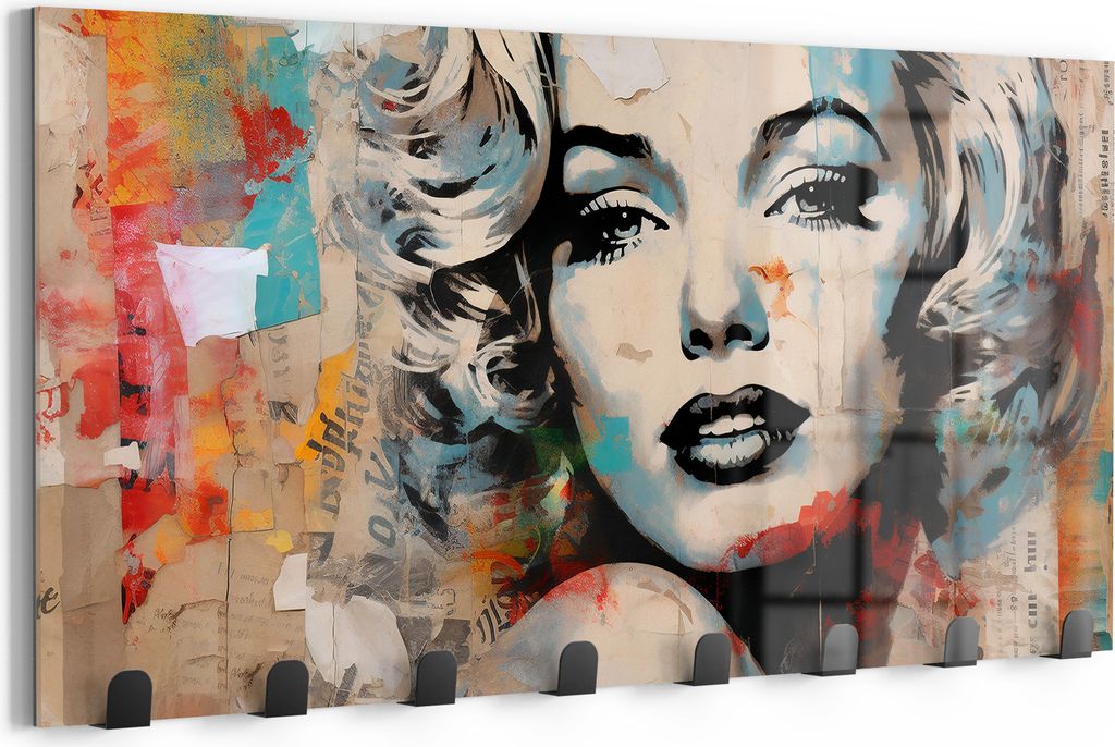 DEQORI Kleiderhaken Glas 60x30 cm 'Vintage-Star Fusion' Wand Garderobe beschreibbar Paneel
