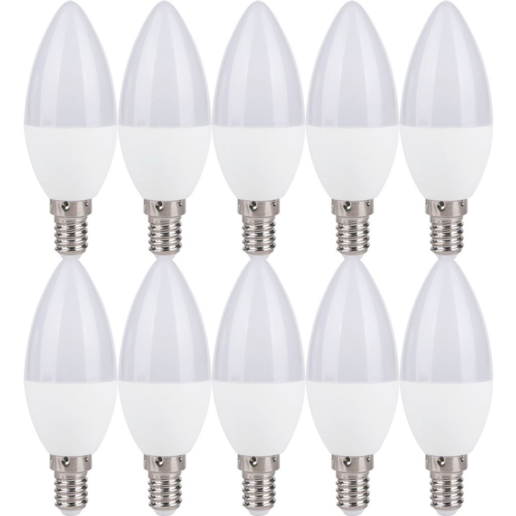 10 x LED Leuchtmittel Kerze 7W = 40W E14 matt 560lm kaltweiß 6500K Tageslicht
