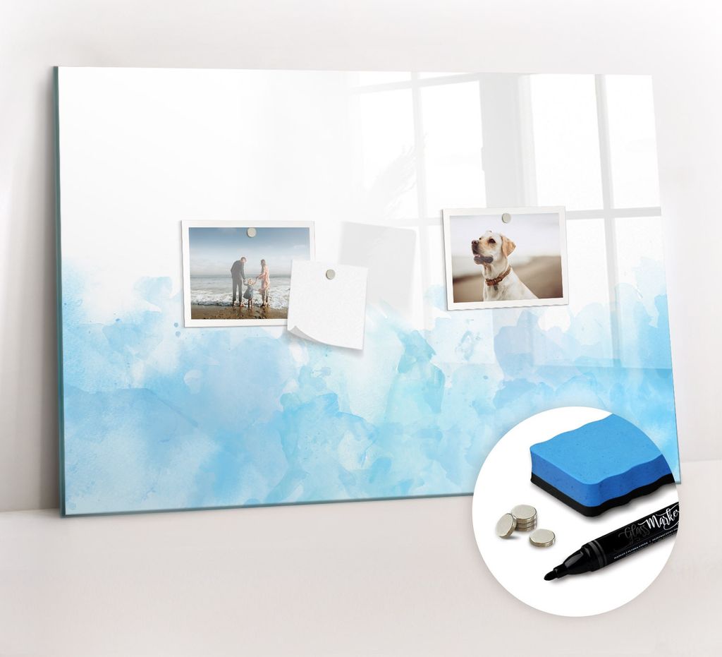 Magnetpinnwand Memoboard - Zubehörsatz - Schwarzer Marker + Schwamm + Magnete - 60 x 40 cm - Bemalte Stellen
