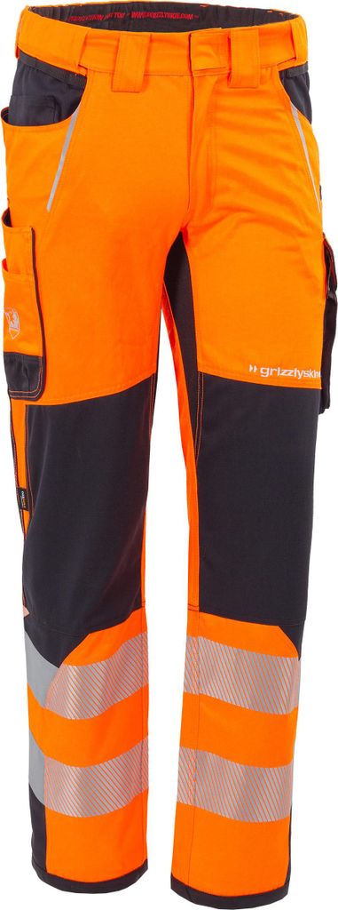 Qualitex Bundhose - modern Warnschutz-Arbeitshose (PSA Kat 2) aus Lyocell,Cordura&Stretch - in Farbe: warnorange/schwarz - Herren: 72 - Damen: 66