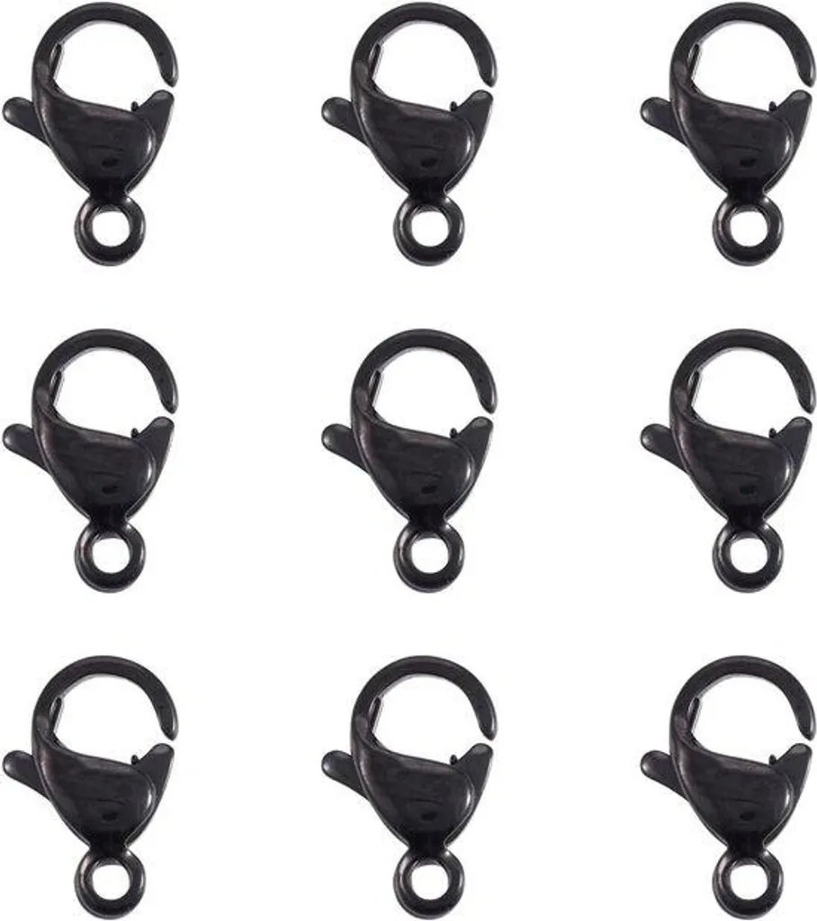 Fermoirs bijoux inox noir 10pcs, attaches robustes anti-ternissement