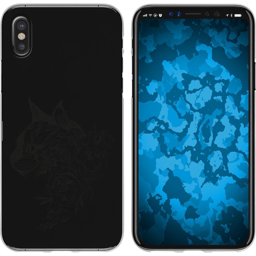 PhoneNatic Case kompatibel mit Apple iPhone X / XS Silikon-Hülle Floral Katze M2-1