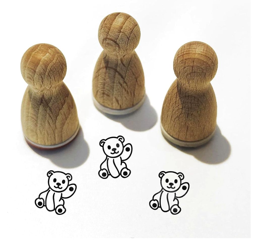 Ministempel - Motiv Elsa Eisbär - 12 mm Durchmesser - Holzstempel für Bullet Journal mit Tiermotiven