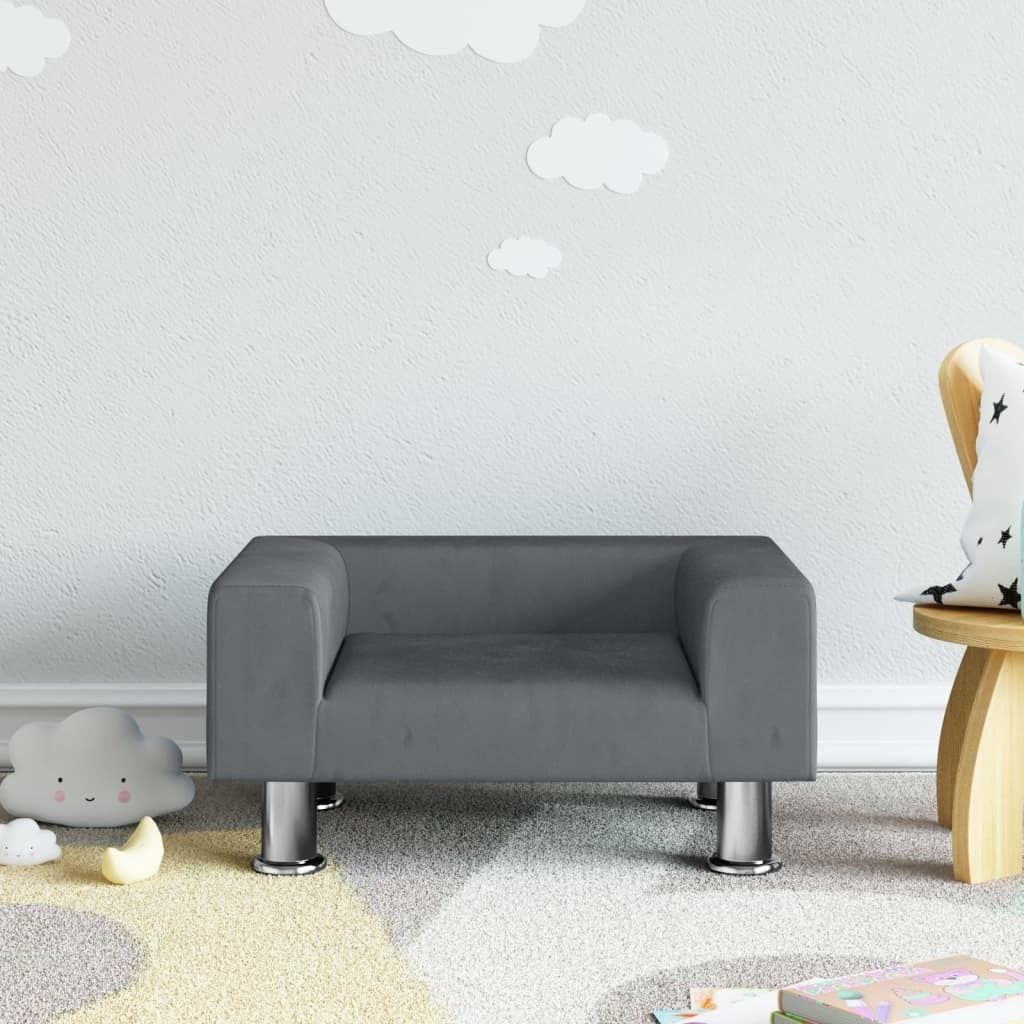 The Living Store Kindersofa Dunkelgrau 50x40x26,5 cm Samt Produktbild 