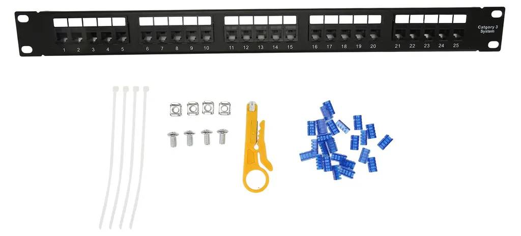 Patch panel RJ11 CAT3 avec 25 ports anti-interférences pour armoire 19"