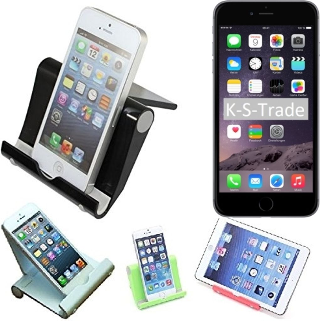 K-S-Trade Handy-Ständer kompatibel mit Apple iPhone 6 faltbarer Tischständer Smartphone Tablet Halterung Reise