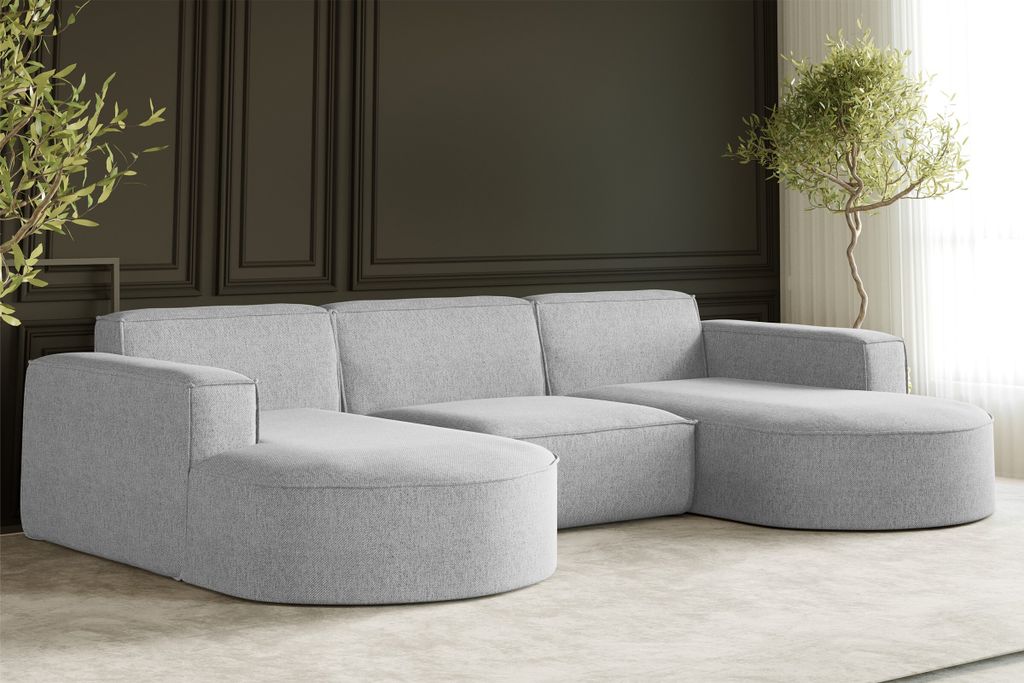 Kaiser Möbel Ecksofa, Sofa U form, Couch U form MODENA U STUDIO stoff Verita Grau