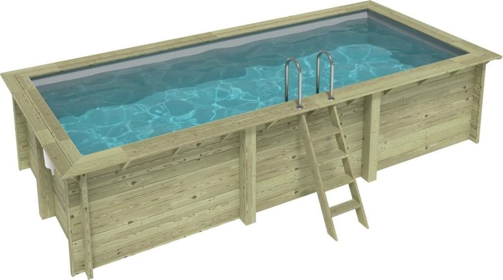 Pool AQUA 6.1 x 2.85 - H.1.31 m, grau, mit Stahlprofilen zum Einbetonieren