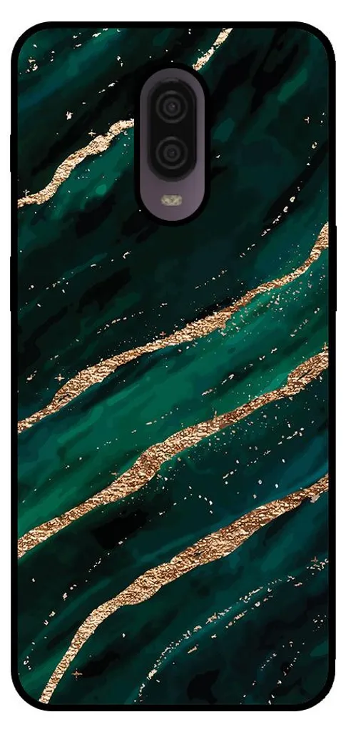 Custodia OnePlus 6T Marmo Verde Oro Smartphonica - Cover TPU Elegante