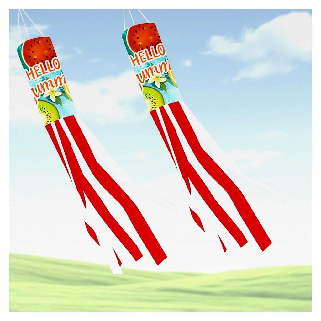 2 Stück Windsack mit Wassermelonenmotiv, 100 cm für den Außenbereich, Windfahne für Garten, Terrasse, Balkon und Camping