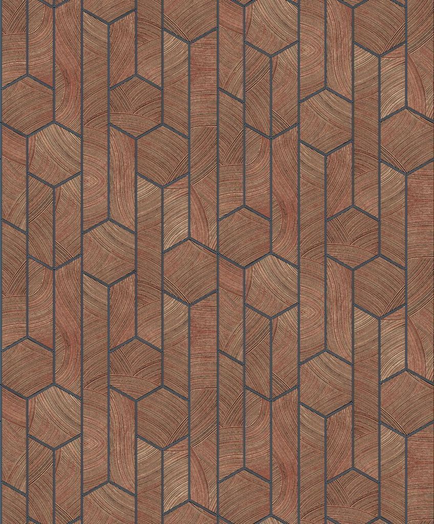 Khroma by Masureel Tapete Wabenmuster Terrakotta - 630963 - 53 cm x 10.05 m