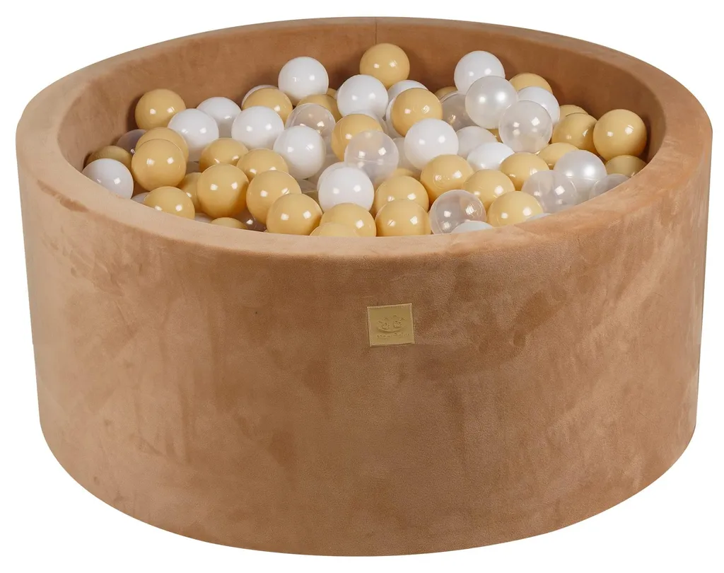 Piscine à balles déhoussable caramel avec mélange de balles perle