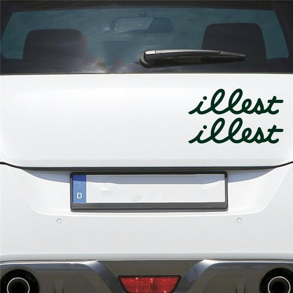 Auto Aufkleber 2er SET illest Krank 13x3 cm Dunkelgrün Sticker Heckscheibenaufkleber