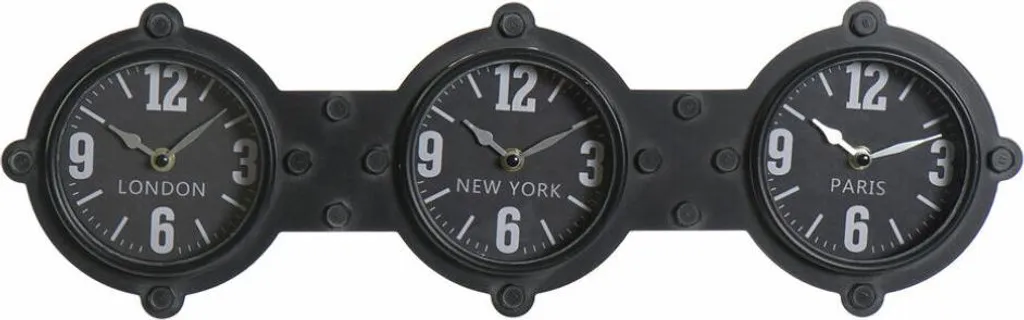 Horloge murale DKD Home Decor cristal noir et fer 58 x 6.5 x 18 cm