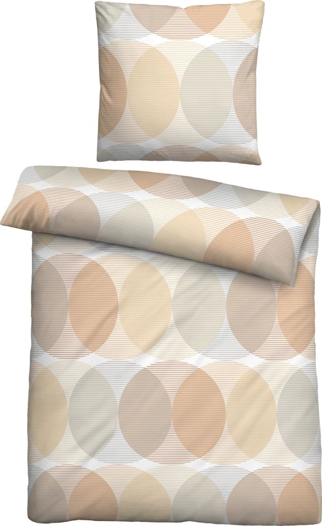 Biberna Lyocell Bettwäsche Kreise, 155 x 220 cm + 80 x 80 cm, gold
