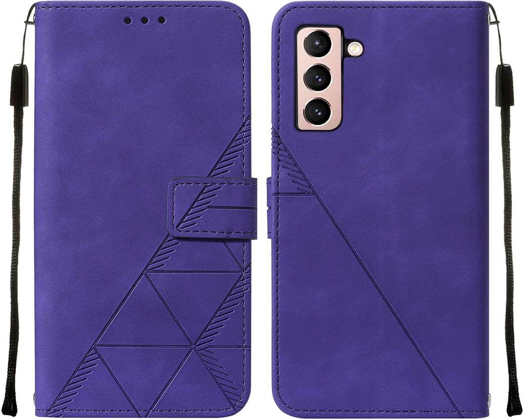 Galaxy S21 5G Hülle, Schlank Prägung Flip Leder Kartenfächer Schutzhülle mit Ständer für Samsung Galaxy S21 5G Lila