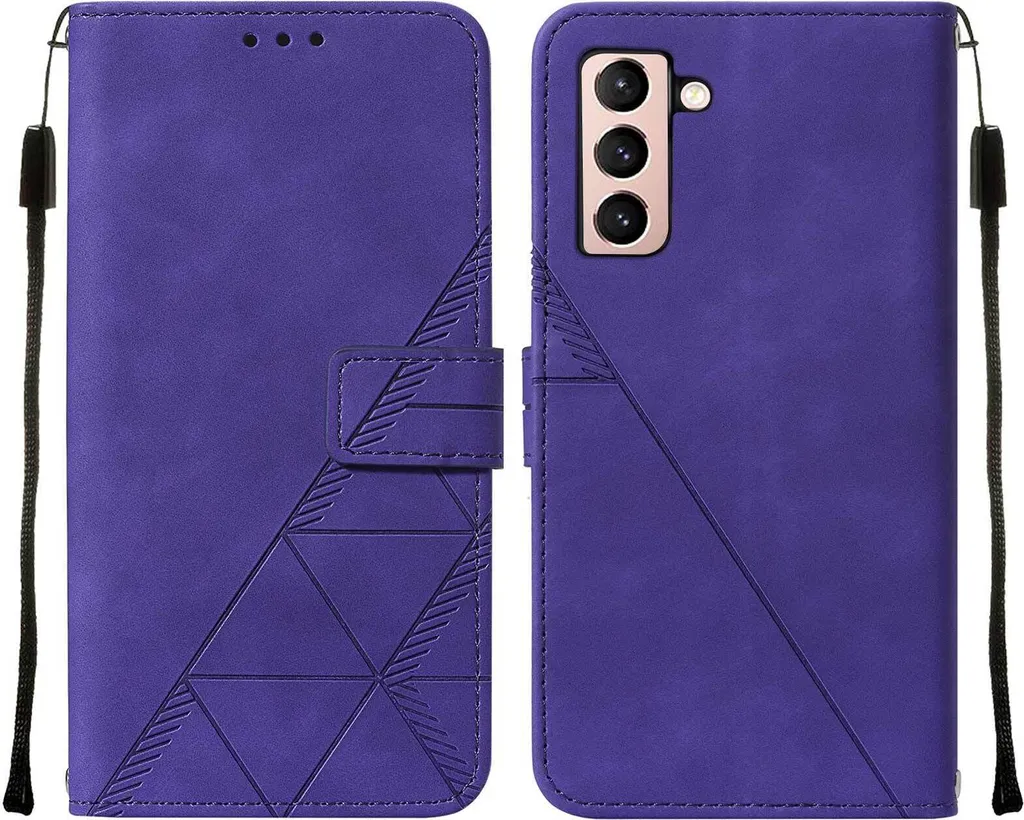 Custodia Samsung S21 5G Viola: Portafoglio in Pelle Goffrata a Libro