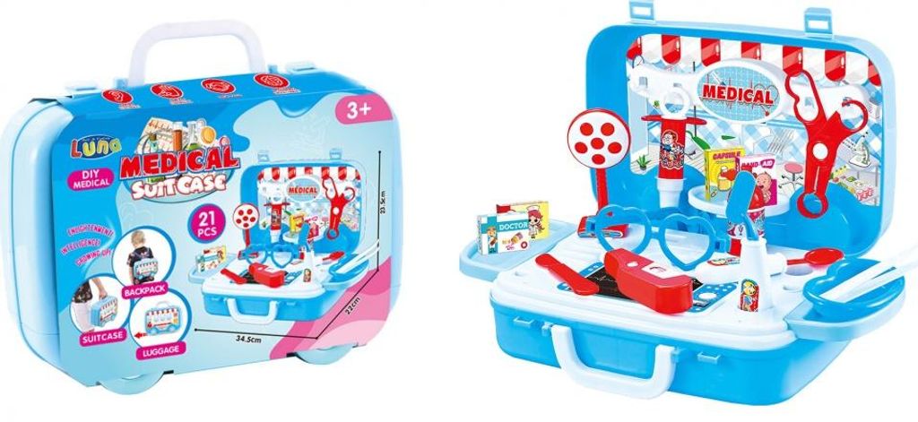 Luna Doktor Koffer Rucksack mit Zubehör 21-tlg. Arzt Medizin Spielset +3J