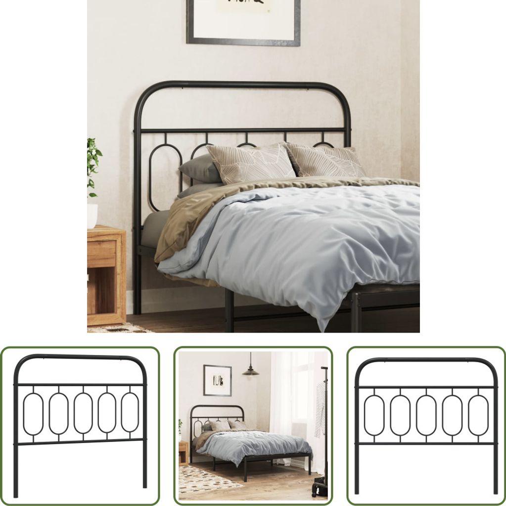 The Living Store Kopfteil Metall Schwarz 100 cm