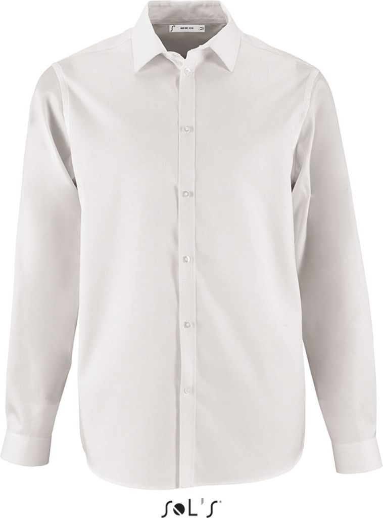 SOL'S Herren Hemd Herringbone Arbeitskleidung Shirt Langarm Anzug, Größe:XL, Farbe:Weiß