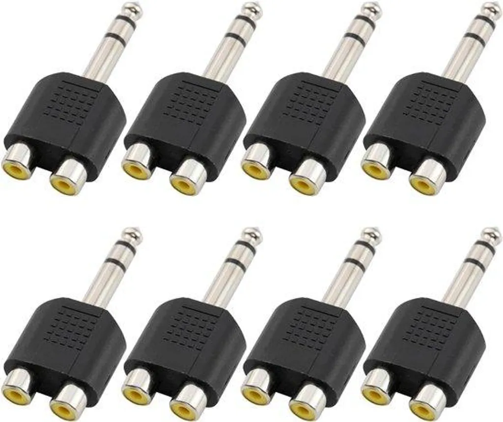 Doubleur RCA Femelle pour Prise Jack 6.35mm TRS - Lot de 8 Connecteurs