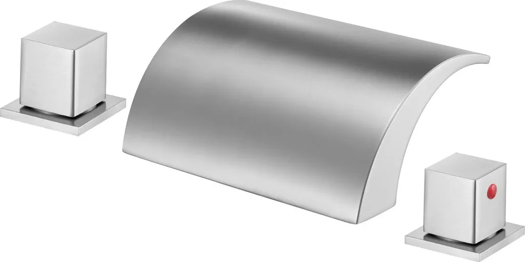 Robinet Baignoire Inox à Bec Plat Cascade Argent pour Pose sur Pont