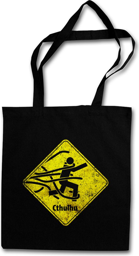Urban Backwoods Caution Cthulhu Sign, Stofftasche, Farbe: Schwarz