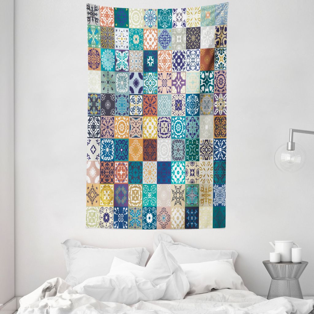 ABAKUHAUS Marokkanisch Wandteppich und Tagesdecke, Tunesische Original-Ost aus Weiches Mikrofaser Stoff Waschbar ohne Verblassen Digitaldruck, 140 ...
