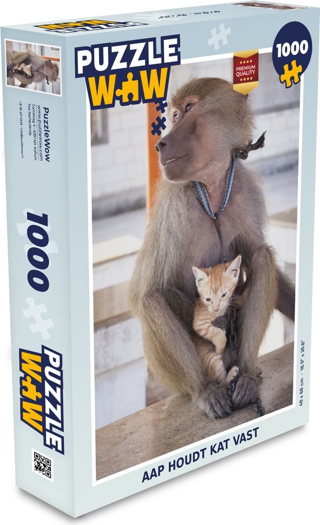 MuchoWow Puzzle 1000 Teile Affe - Katze - Kette - Spielzeug - Alt und Jung - Spiele - Puzzeln