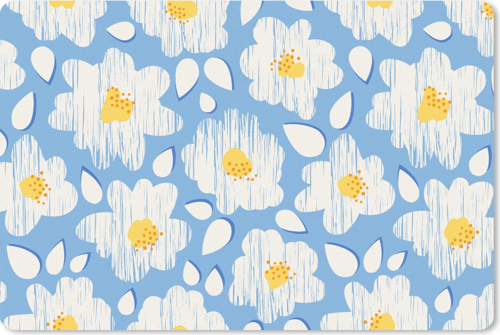 MuchoWow Schreibtischunterlage Mädchen - Blumen - Blau - Muster - Mädchen - Kinder - Kinder - Kind 60x40 cm - XXL Mauspad - Großes Mauspad