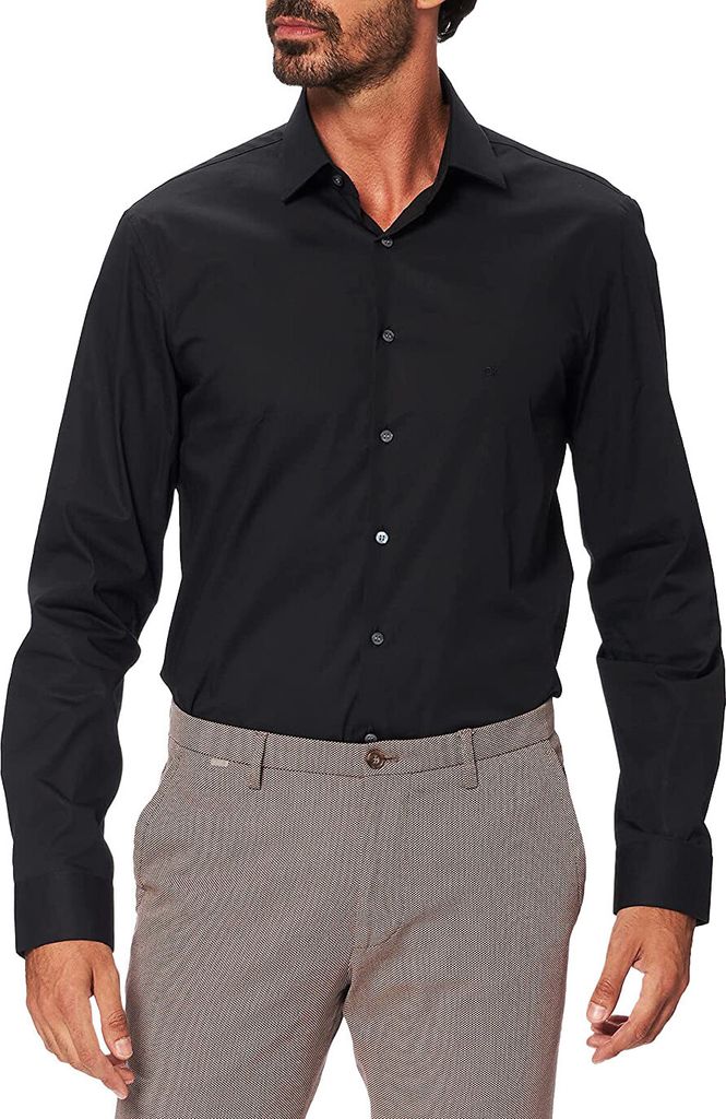 Calvin Klein Jeans Schwarzes schlankes Fit -Hemd – 40