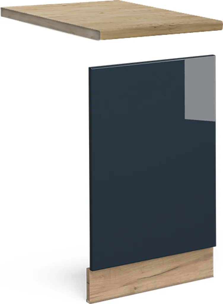 Vicco Fame-Line Mobile Cucina 45 cm Blu Scuro Lucido e Rovere