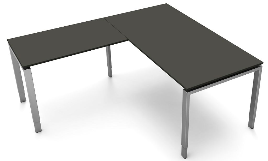 Kerkmann Schreibtisch 4139 Form 5 160x80x68-82 cm Vierfuß-Gestell höhenverstellbar mit Anbautisch Anthrazit