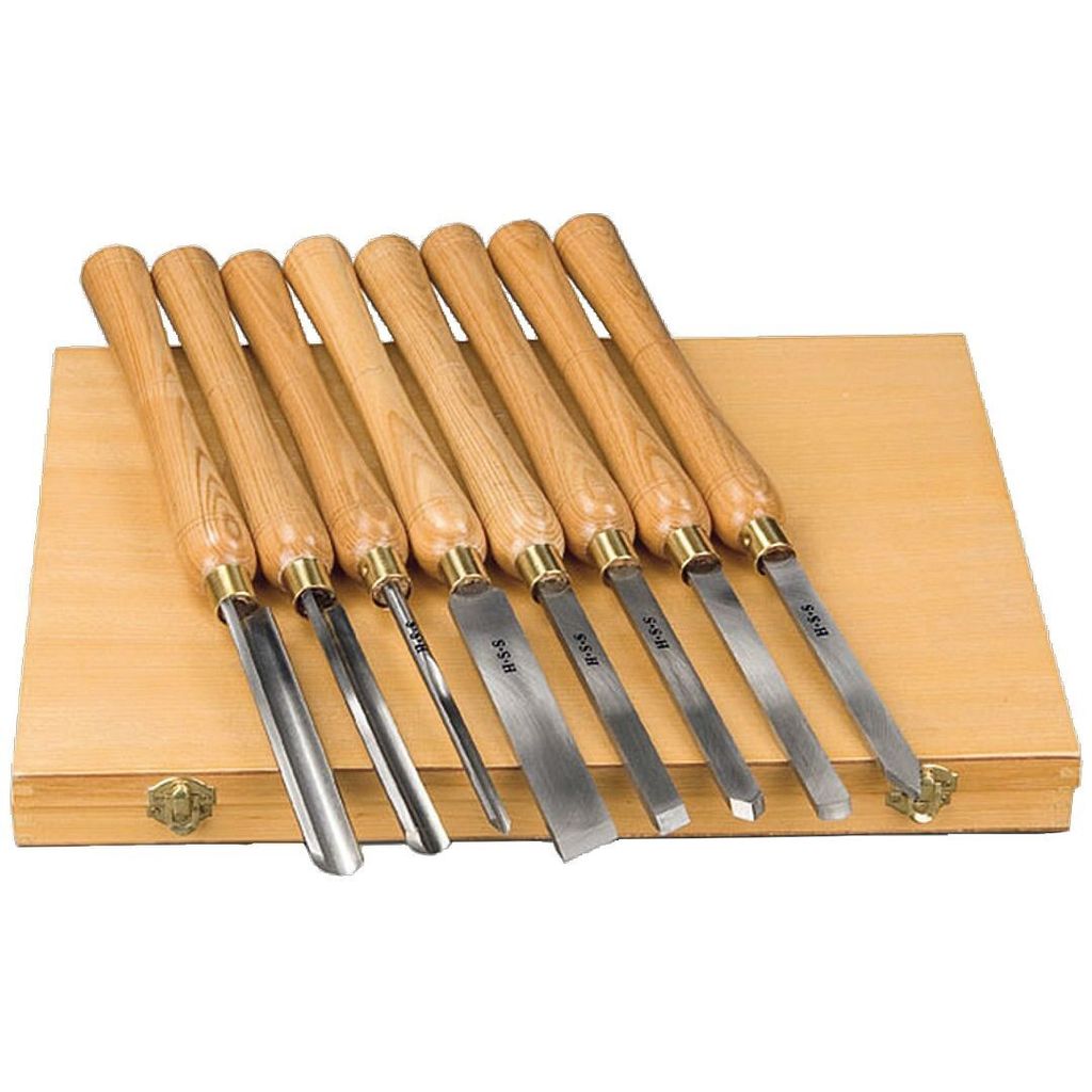 Holzstar Drechseleisen Set 8-tlg (Hohlbeitel Rundbeitel Drechselbeitel) 5931011