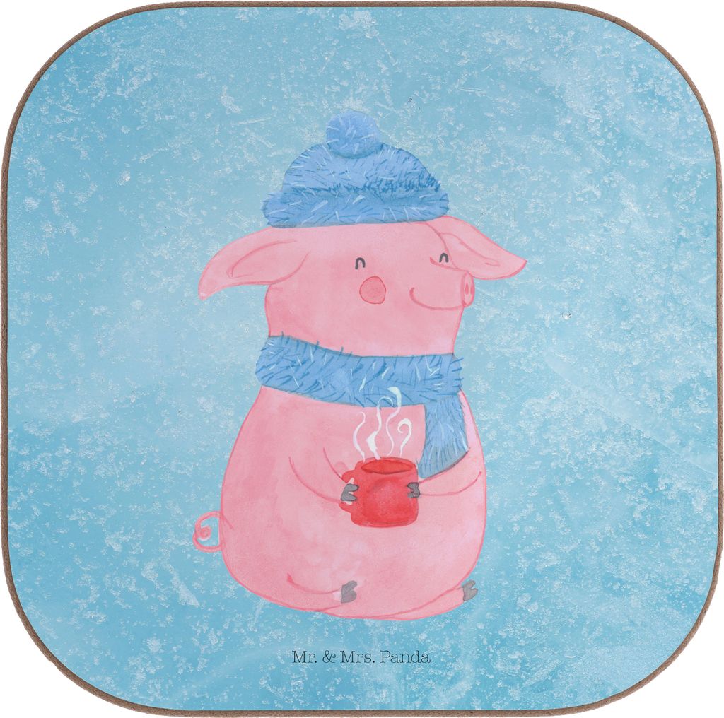 Mr. & Mrs. Panda unterleger Schweinchen Glühwein - Eisblau - Geschenk, Untersetzer Tasse, Glas, Spruch, Betrunken, gläseruntersetzer, Tassenunter...