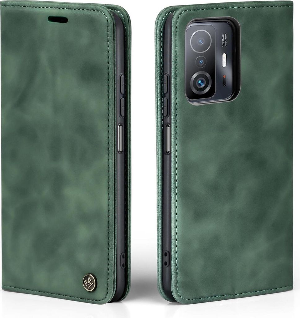 Handy Hülle für Xiaomi 11T / Xiaomi 11T Pro Klapphülle Bookcase Flip Cover Handy Tasche Etui Farbe: Grün