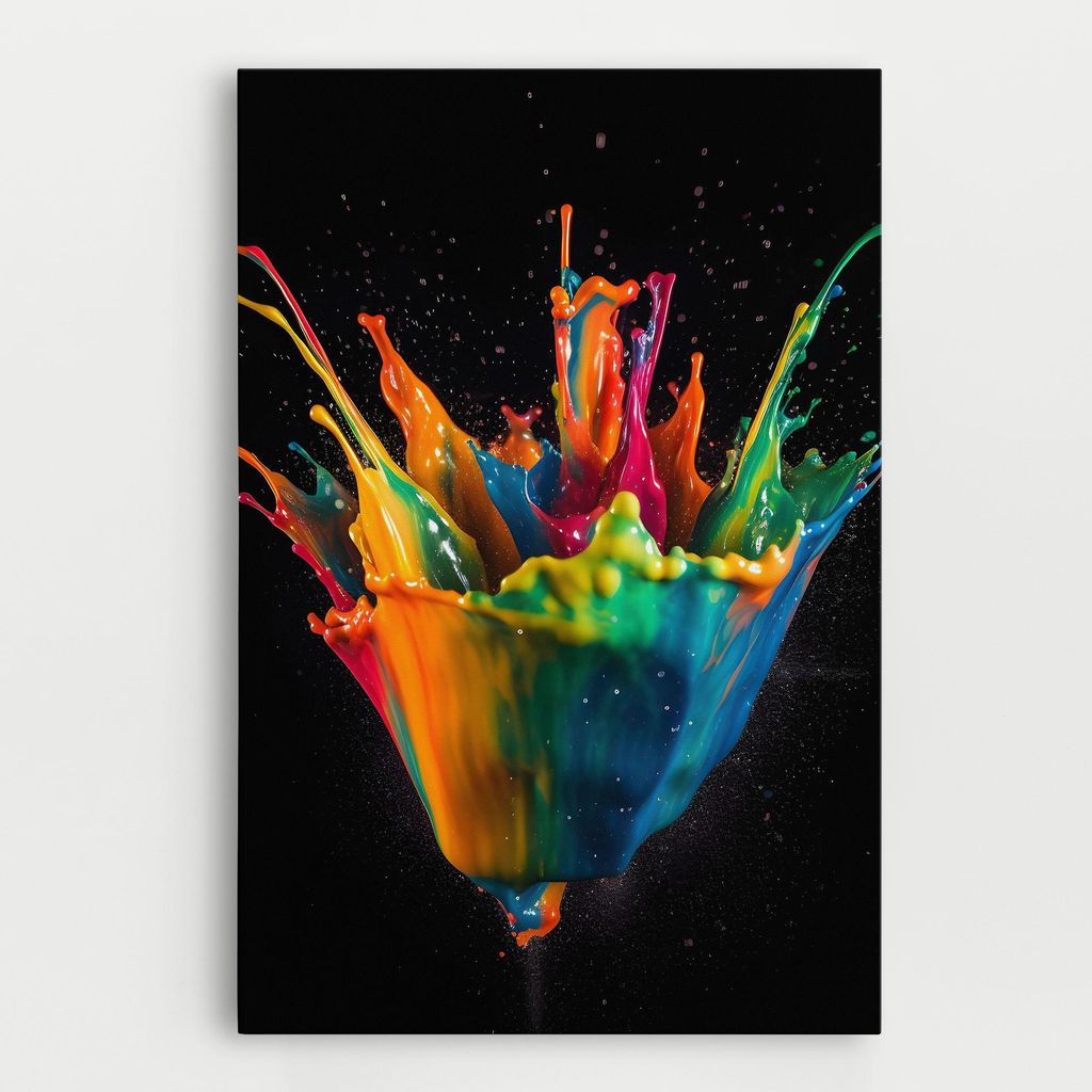 ARTHUB Leinwandbild 40x60 cm, Colorful Paint Dropped | Wohnzimmerdekoration, Hängende Bilder, Wanddekoration, Heimdekoration, Abstrakte, Lebendi...