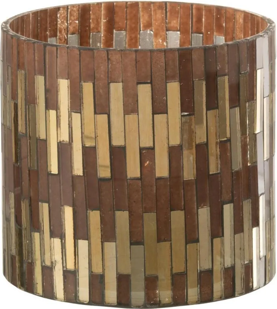 Lanterne d'ambiance J-Line Chic brun et or pour salon et table Ø 10,5cm