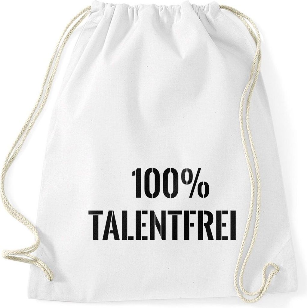 Talentfrei Turnbeutel 100% Untalentiert Lustig Fun Moonworks weiß unisize