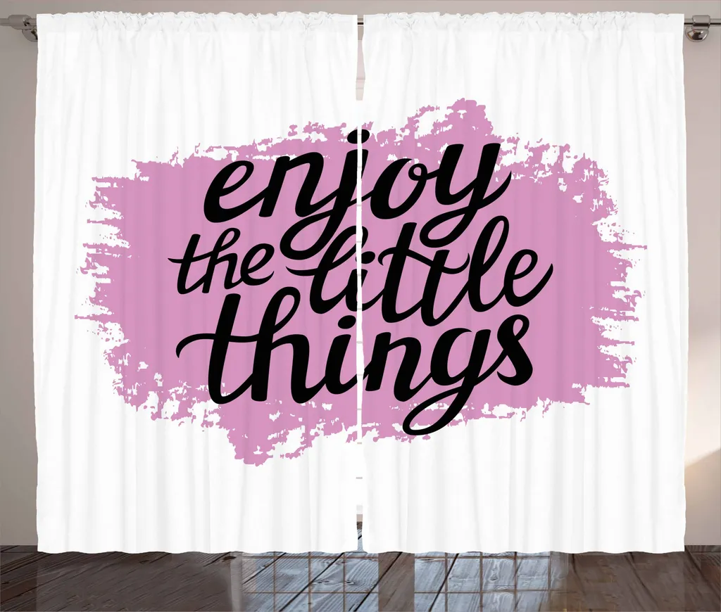 Tenda Soggiorno Shabby Chic ABAKUHAUS 280x245 cm Citazioni Rosa Nero